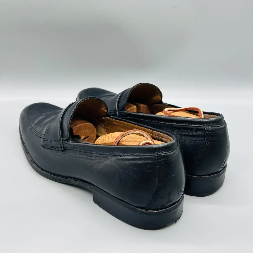 Johnston & Murphy Shoes Mens 11 Black Leather Penny Loafers Slip On Dress Oxford